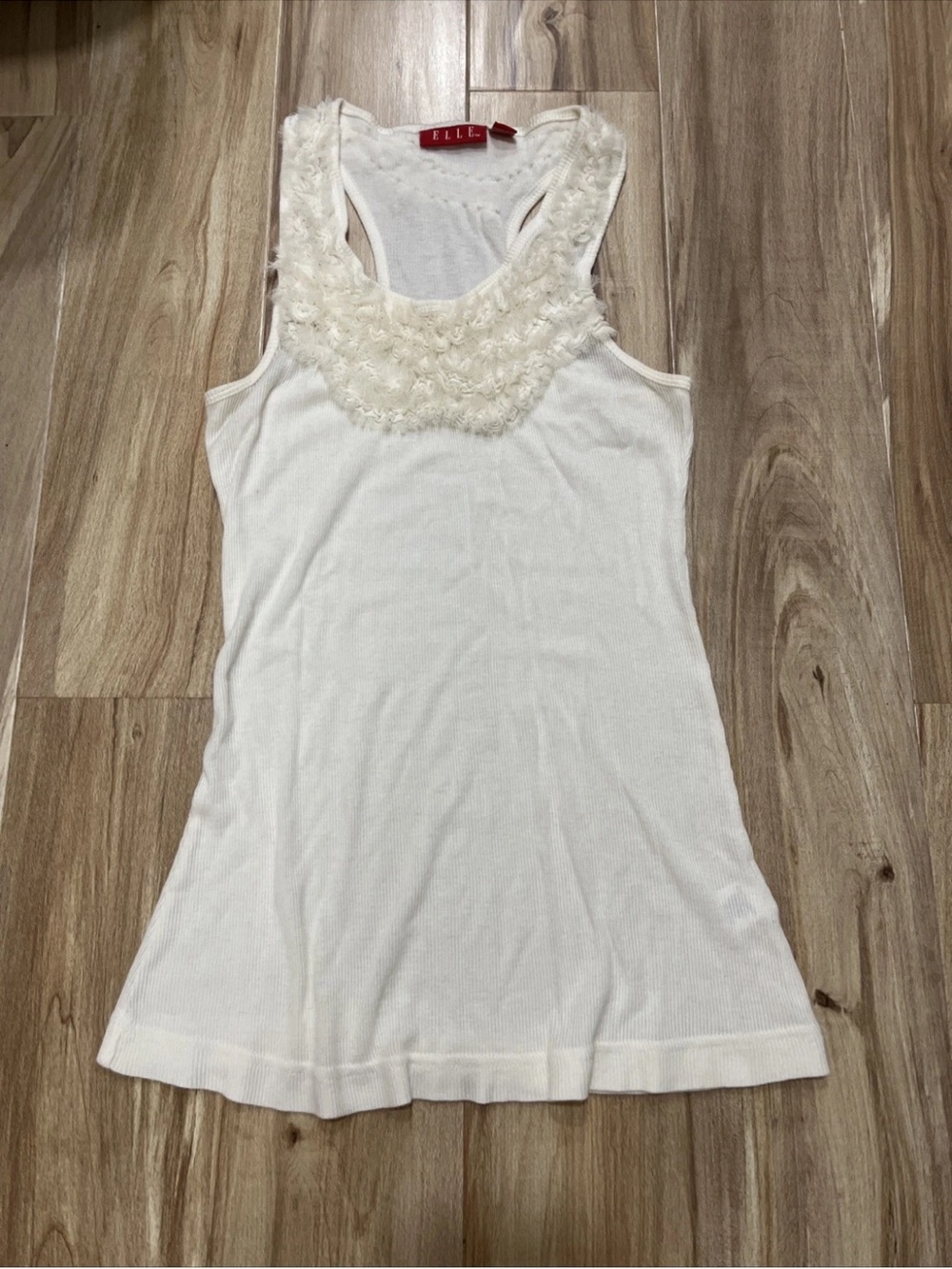 ELLE Cream Appliqué Racerback Tank